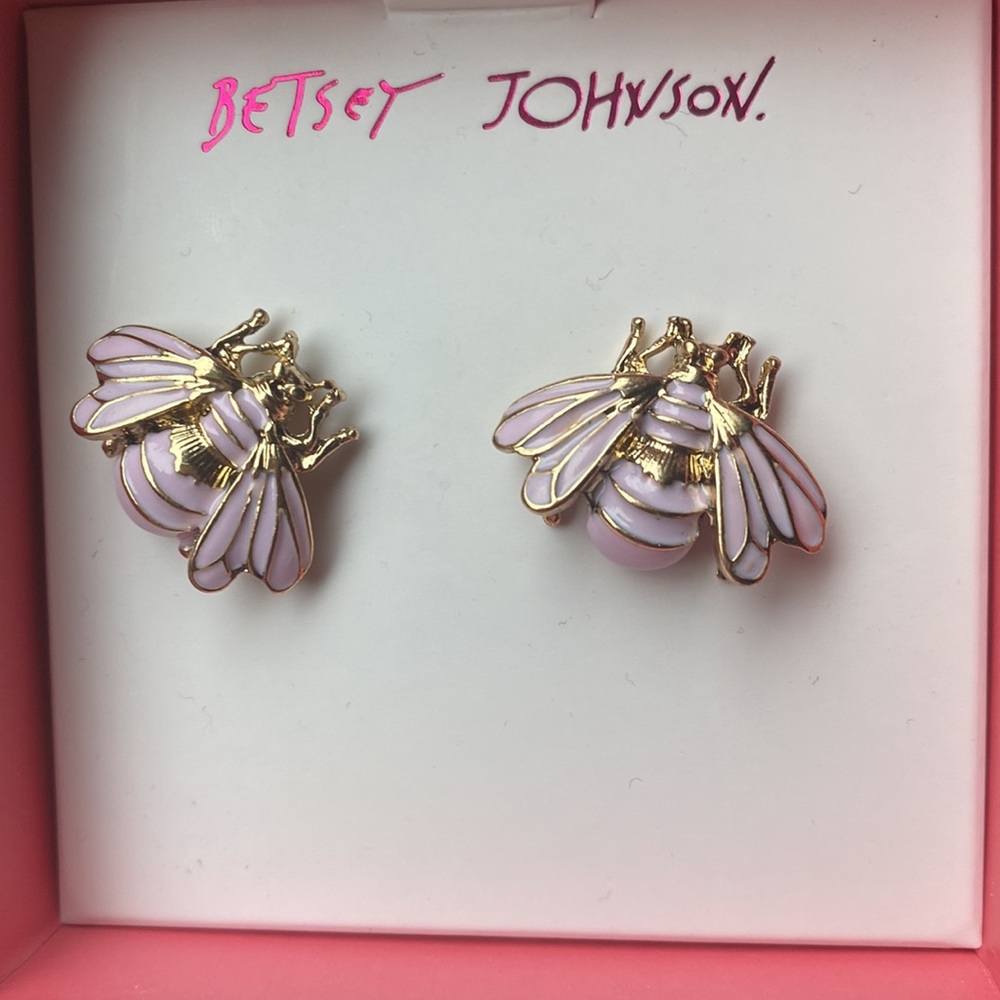 Betsey Johnson Bumble Bee earrings Pink and Gold NWT NIB